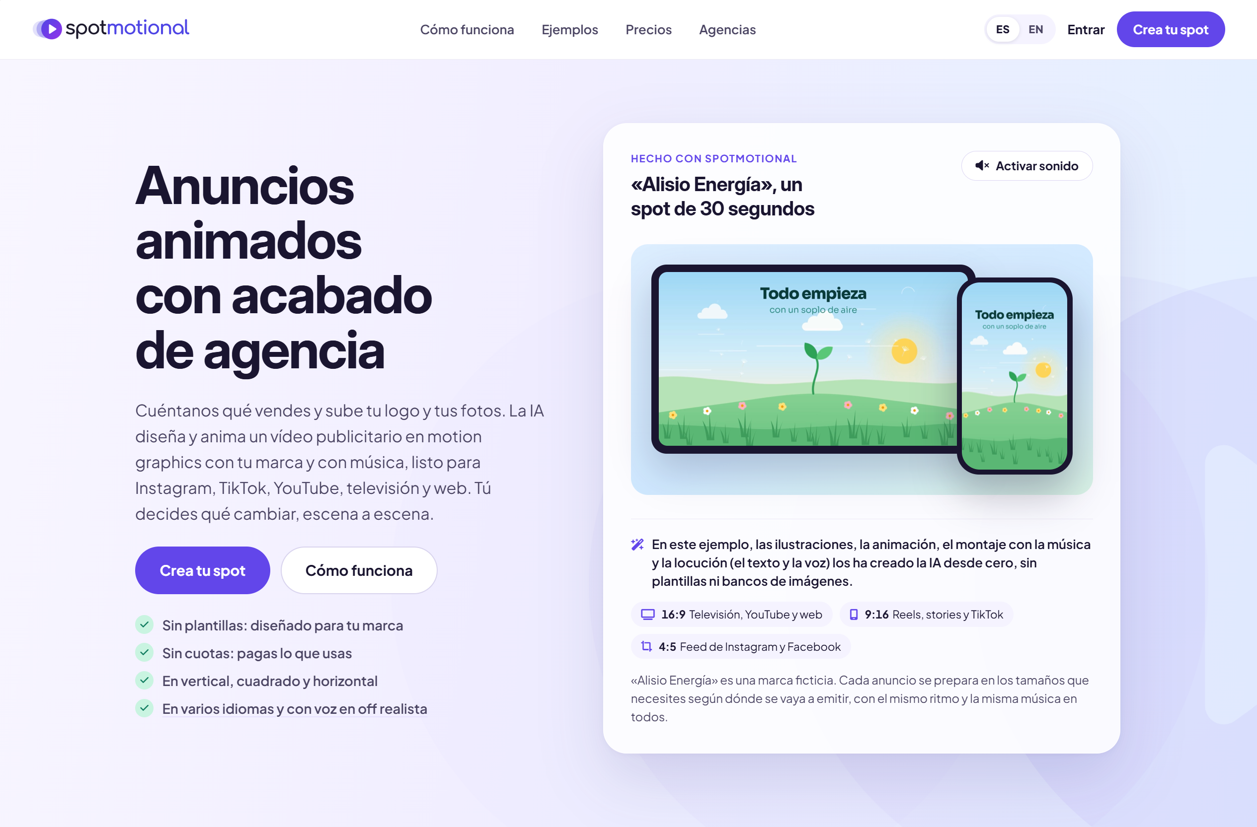 Spotmotional: anuncios animados con acabado de agencia